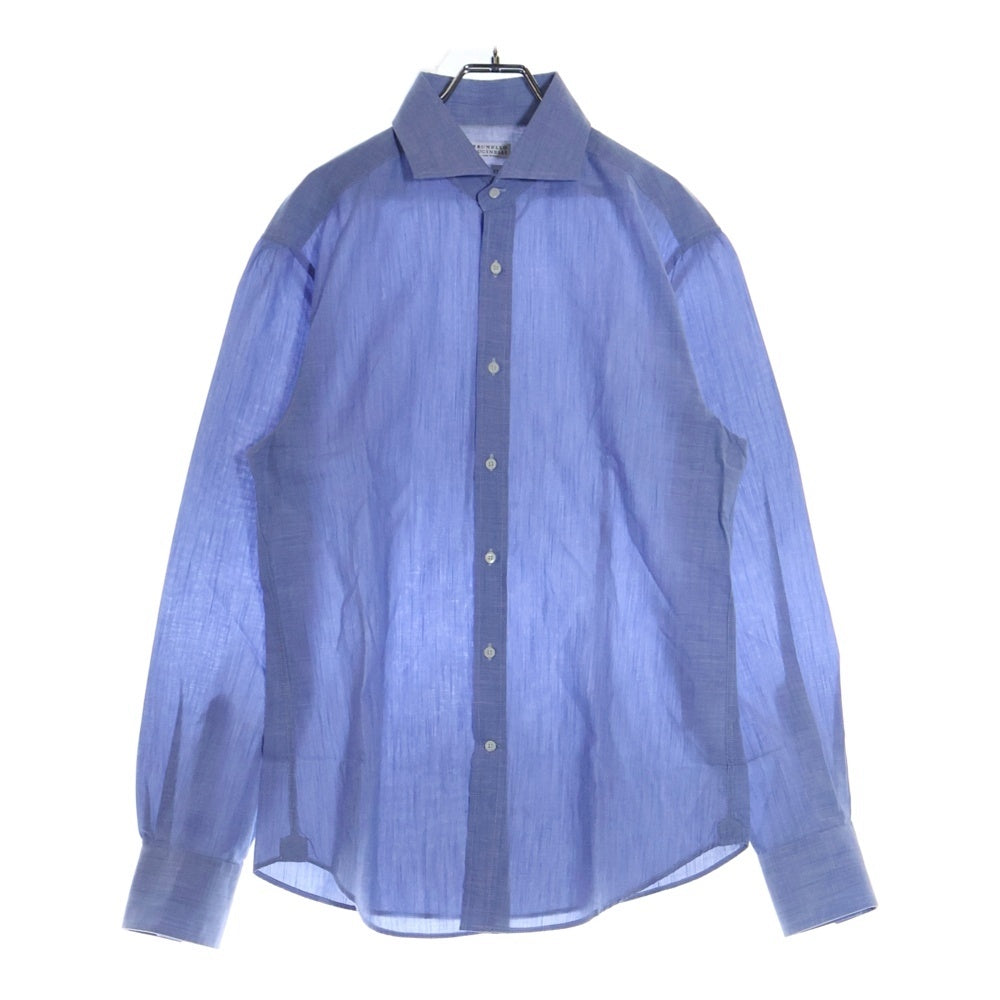 BRUNELLO CUCINELLI(ブルネロクチネリ) コットン スリムフィット オックスフォード 長袖シャツ ブルー