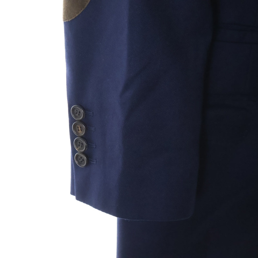 BRUNELLO CUCINELLI(ブルネロクチネリ) ノッチドラペル 3B エルボーパッチ カシミヤ テーラードジャケット ネイビー DK97512