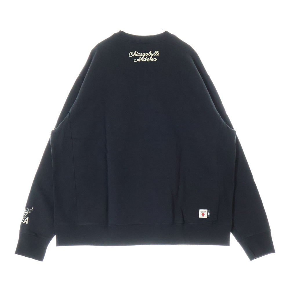 WIND AND SEA(ウィンダンシー) ×NBA CHICAGO BULLS CREW NECK SWEAT シカゴブルズ フロントパッチ クルーネック スウェットトレーナー ブラック WDS-C-NBA-23-Q2-03