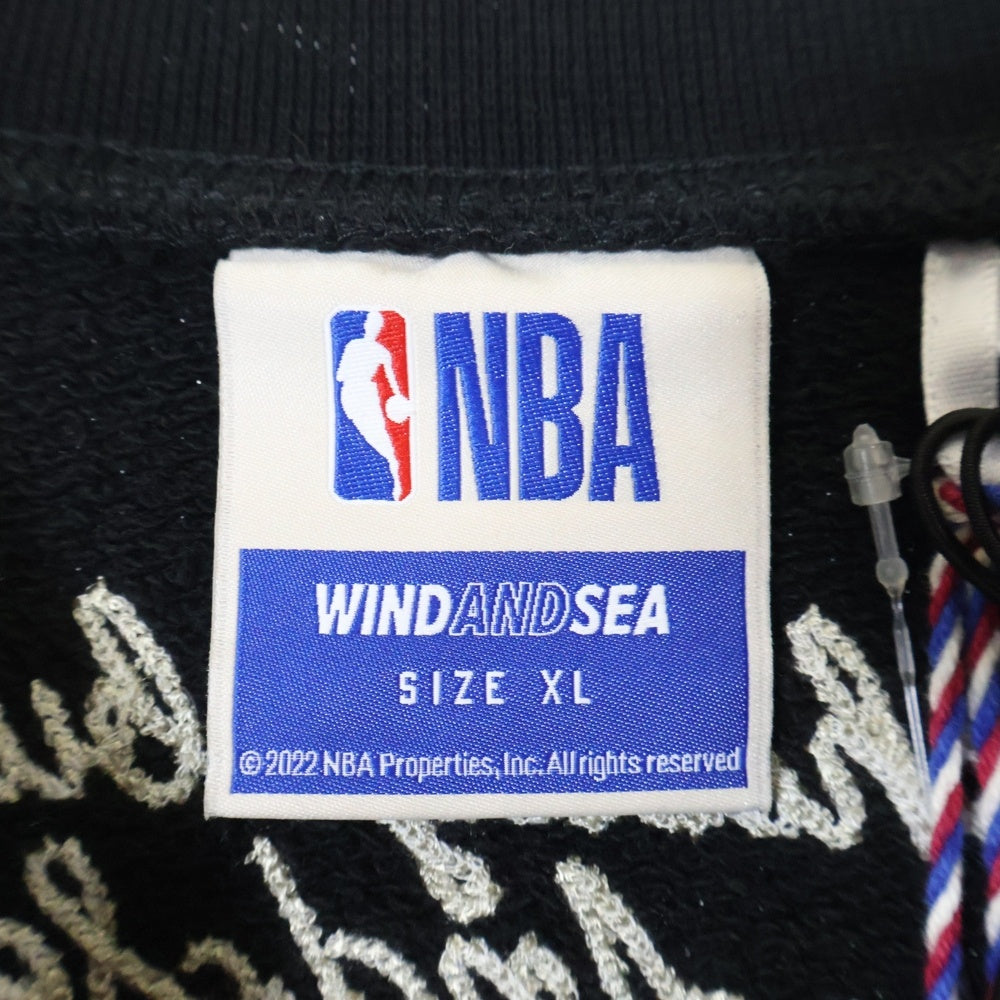 WIND AND SEA(ウィンダンシー) ×NBA CHICAGO BULLS CREW NECK SWEAT シカゴブルズ フロントパッチ クルーネック スウェットトレーナー ブラック WDS-C-NBA-23-Q2-03