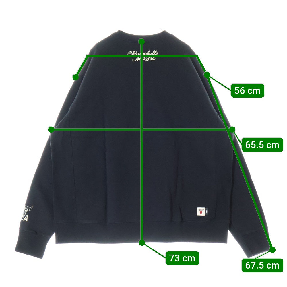 WIND AND SEA(ウィンダンシー) ×NBA CHICAGO BULLS CREW NECK SWEAT シカゴブルズ フロントパッチ クルーネック スウェットトレーナー ブラック WDS-C-NBA-23-Q2-03