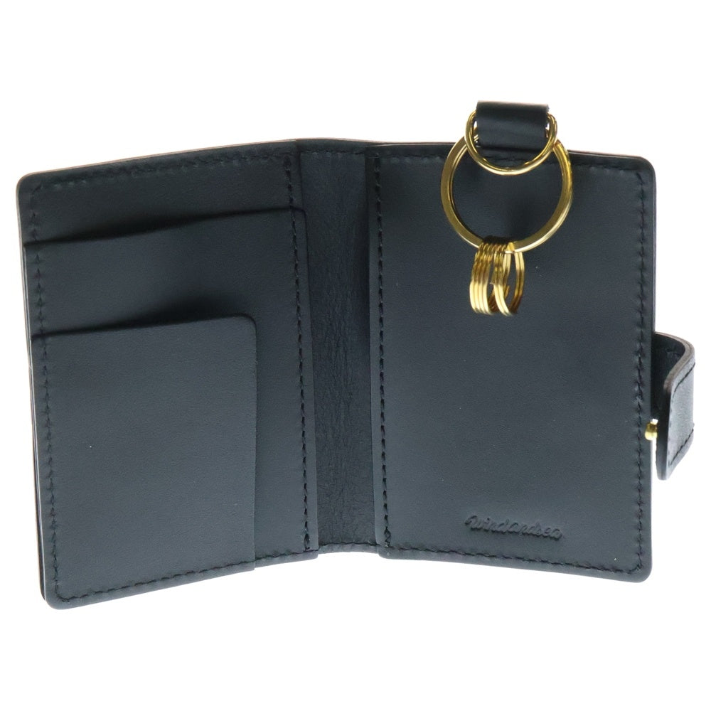 WIND AND SEA(ウィンダンシー) Leather Key Case ロゴエンボス レザー キーケース ブラック WDS-LTC-02