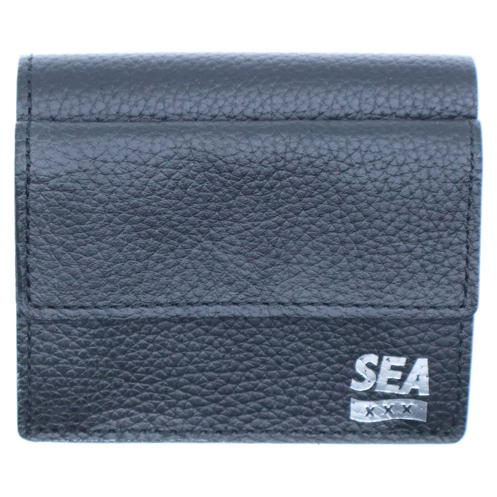 WIND AND SEA(ウィンダンシー) ×GOD SELECTION XXX Leather BI-Fold Wallet ゴッドセレクショントリプルエックス レザー BI-フォールド ウォレット 財布 ブラック WDS-C-GOD-23-Q3-20