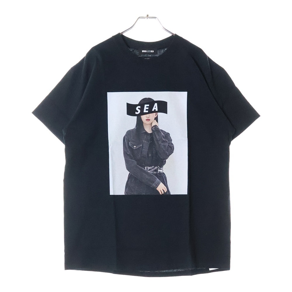 WIND AND SEA(ウィンダンシー) ×GOD SELECTION XXX feat RIA T-shirt ゴッドセレクション トリプルエックス リア 両面プリント クルーネック半袖Tシャツ ブラック WDS-XXX-SP-10