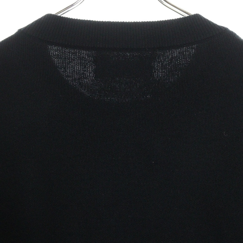 WIND AND SEA(ウィンダンシー) COTTON CASHMERE KNIT カシミヤ混 フロントロゴエンブロイダリー クルーネック ニットセーター ブラック WDS-O-ESSC-24-Q1-KN-01