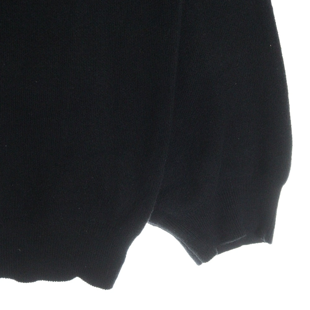 WIND AND SEA(ウィンダンシー) COTTON CASHMERE KNIT カシミヤ混 フロントロゴエンブロイダリー クルーネック ニットセーター ブラック WDS-O-ESSC-24-Q1-KN-01