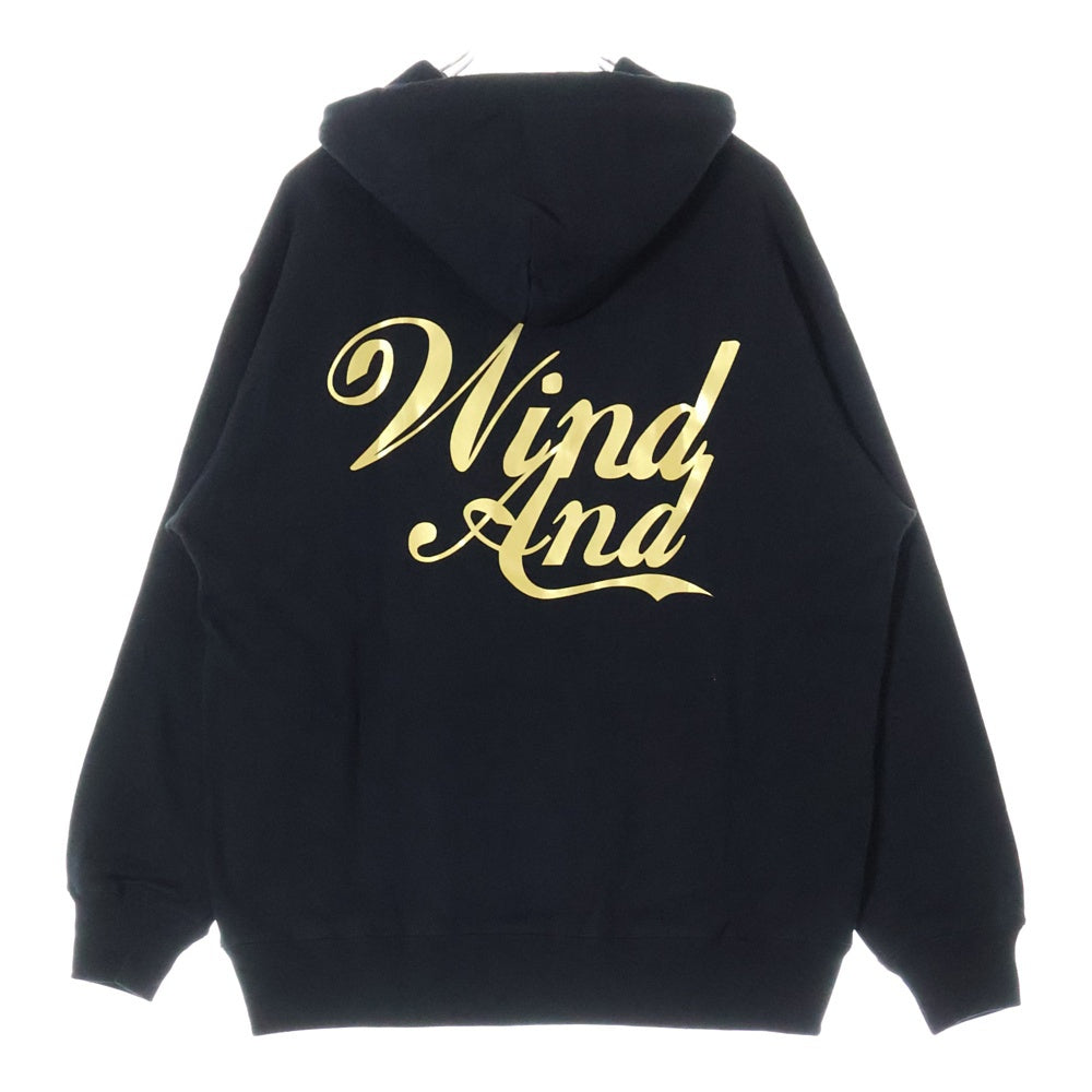 WIND AND SEA(ウィンダンシー) SEA HOODED SWEATSHIRT KNIT LIMITED ロゴプリント プルオーバーパーカー フーディ ブラック/ゴールド WDS-O-KNZ-25-Q1-CS-01