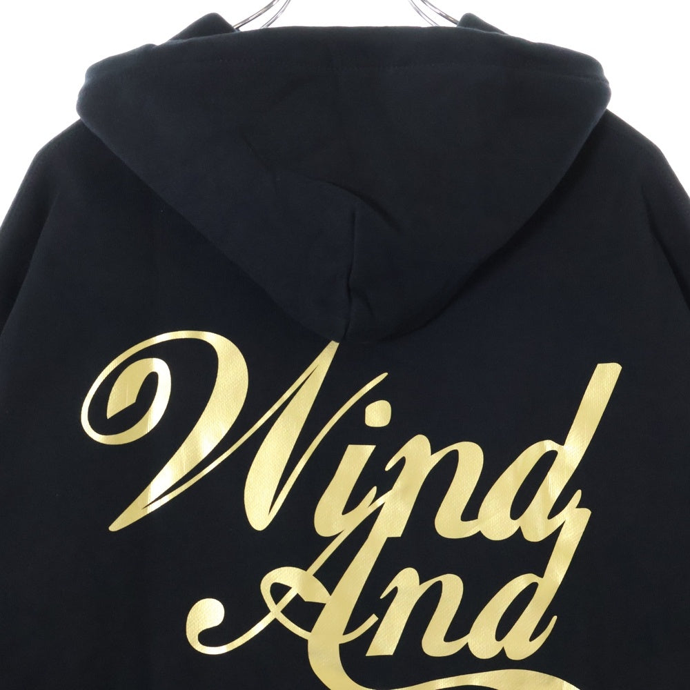 WIND AND SEA(ウィンダンシー) SEA HOODED SWEATSHIRT KNIT LIMITED ロゴプリント プルオーバーパーカー フーディ ブラック/ゴールド WDS-O-KNZ-25-Q1-CS-01