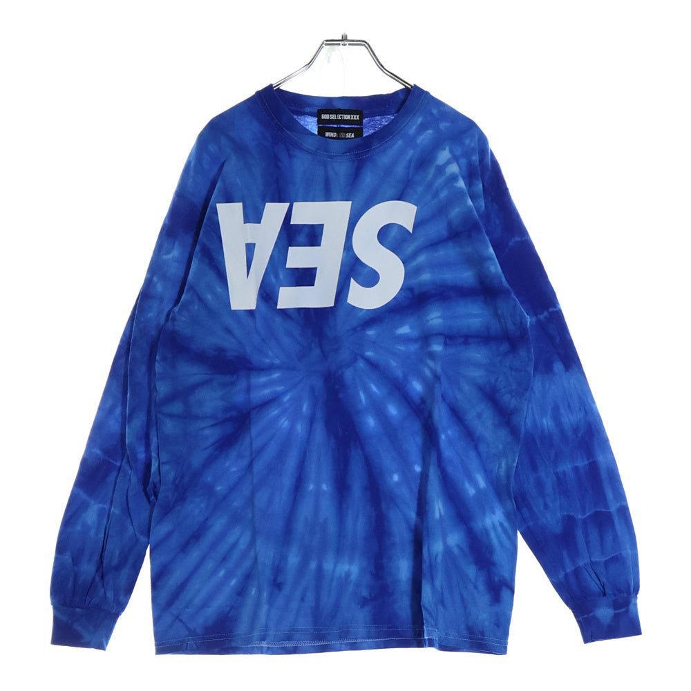 GOD SELECTION XXX(ゴッドセレクショントリプルエックス) ×WIND AND SEA ウィンダンシー タイダイ柄 フロントロゴ クルーネック長袖Tシャツ カットソー ブルー GX-A21-WSLT-09