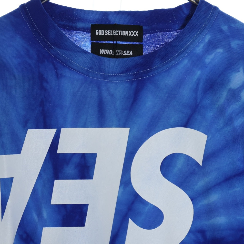 GOD SELECTION XXX(ゴッドセレクショントリプルエックス) ×WIND AND SEA ウィンダンシー タイダイ柄 フロントロゴ クルーネック長袖Tシャツ カットソー ブルー GX-A21-WSLT-09