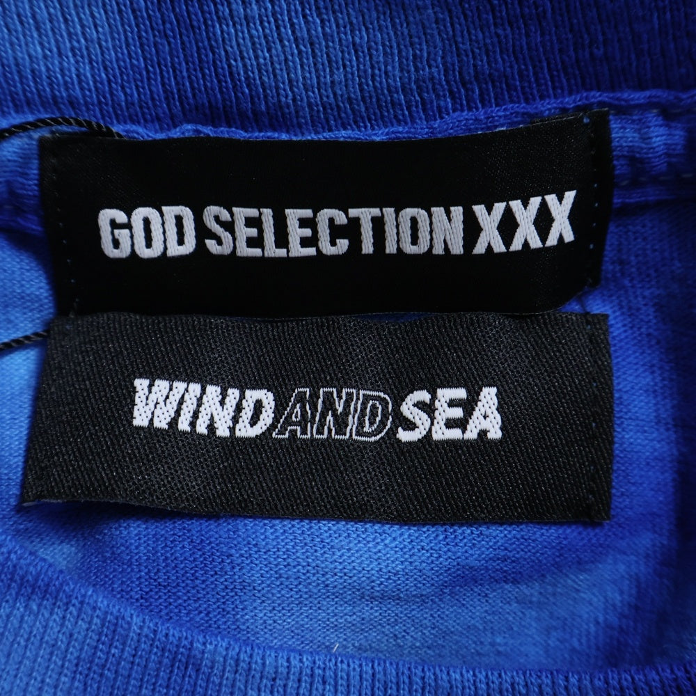 GOD SELECTION XXX(ゴッドセレクショントリプルエックス) ×WIND AND SEA ウィンダンシー タイダイ柄 フロントロゴ クルーネック長袖Tシャツ カットソー ブルー GX-A21-WSLT-09