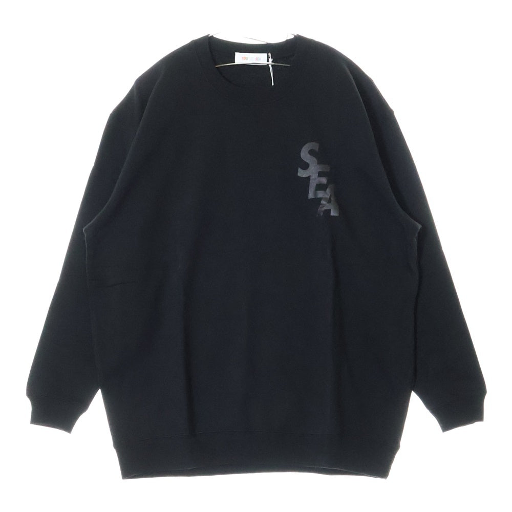 WIND AND SEA(ウィンダンシー) YOU AND SEA WDS CUSTOM SWEATSHIRT ユーアンドシー カスタム ロゴプリント クルーネックトレーナー スウェット ブラック WDS-O-YAS-23-Q1-01