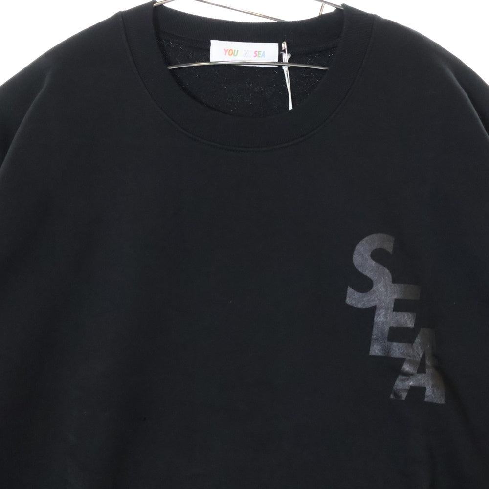 WIND AND SEA(ウィンダンシー) YOU AND SEA WDS CUSTOM SWEATSHIRT ユーアンドシー カスタム ロゴプリント クルーネックトレーナー スウェット ブラック WDS-O-YAS-23-Q1-01