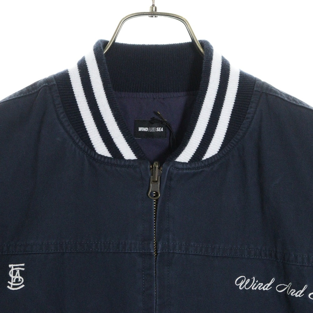WIND AND SEA(ウィンダンシー) WDS CANVAS DERBY JACKET キャンバスダービー スタジアムジャケット スタジャン ブルゾン ネイビー WDS-O-ATH-23-Q3-JK-01