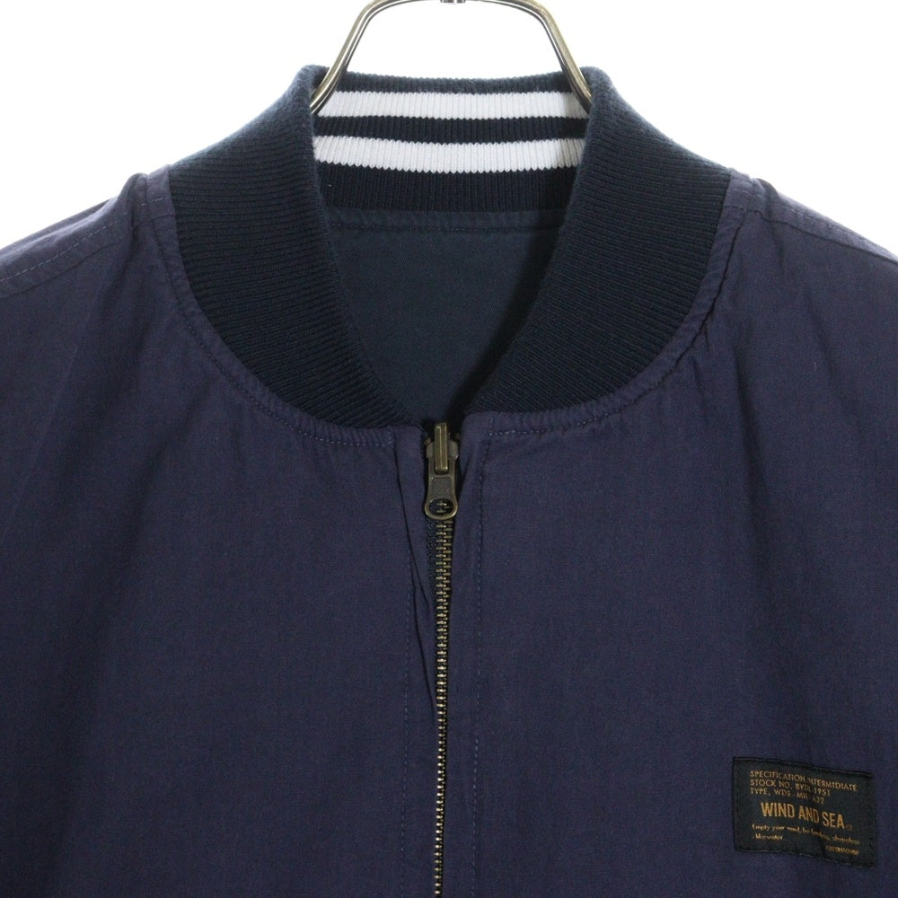 WIND AND SEA(ウィンダンシー) WDS CANVAS DERBY JACKET キャンバスダービー スタジアムジャケット スタジャン ブルゾン ネイビー WDS-O-ATH-23-Q3-JK-01
