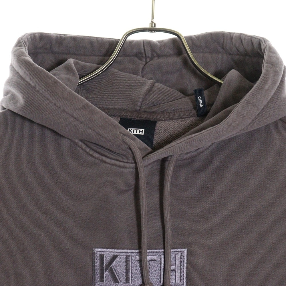 KITH(キス) ボックスロゴ刺繍 プルオーバーパーカー スウェット フーディ ラベンダー