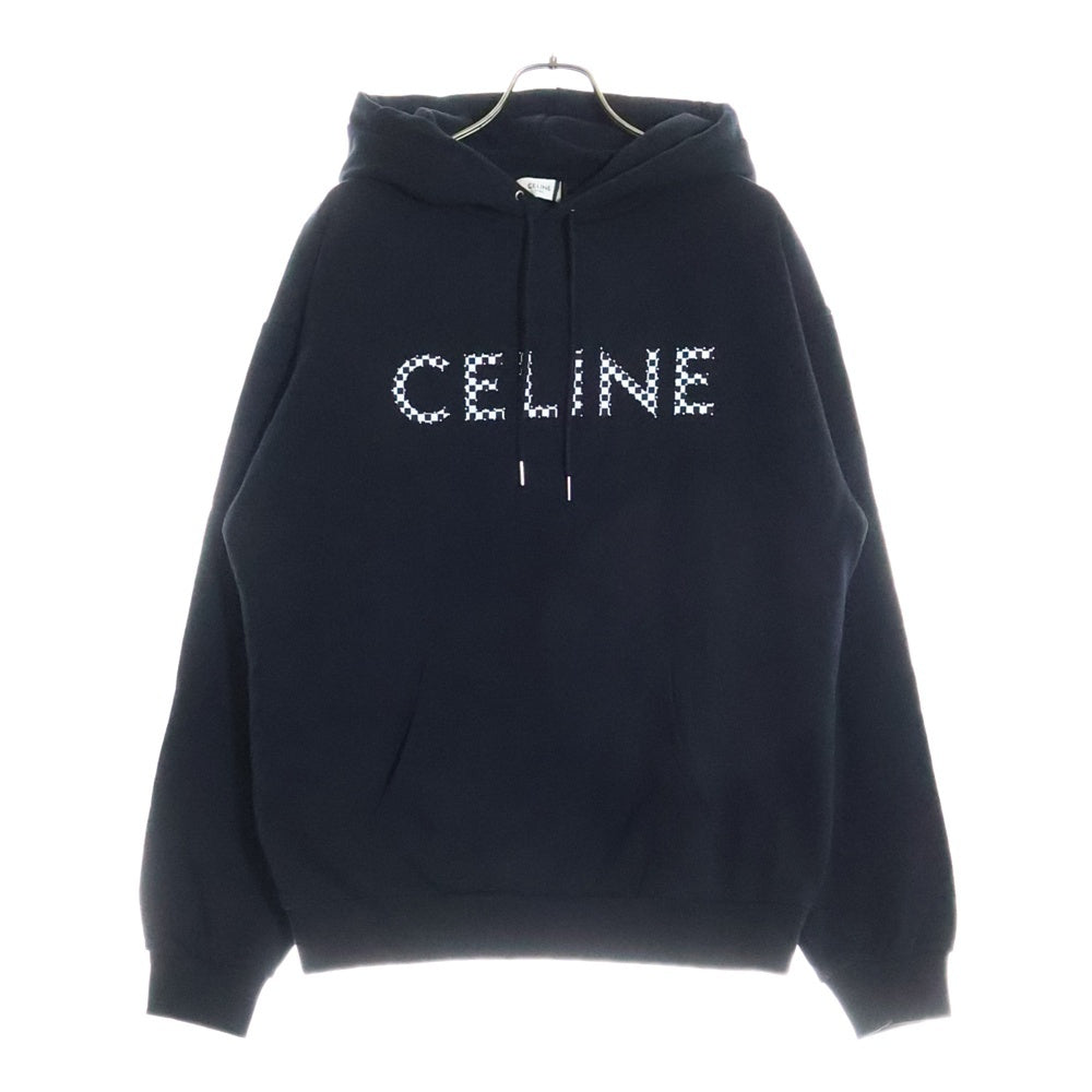 CELINE(セリーヌ) 21AW エディ期 フロントスタッズロゴ プルオーバー スウェットパーカー ブラック 2Y479052H