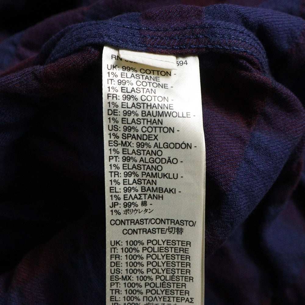 DIESEL(ディーゼル) ブロックチェック メタルロゴ ダメージ加工 長袖ネルシャツ ネイビー/パープル