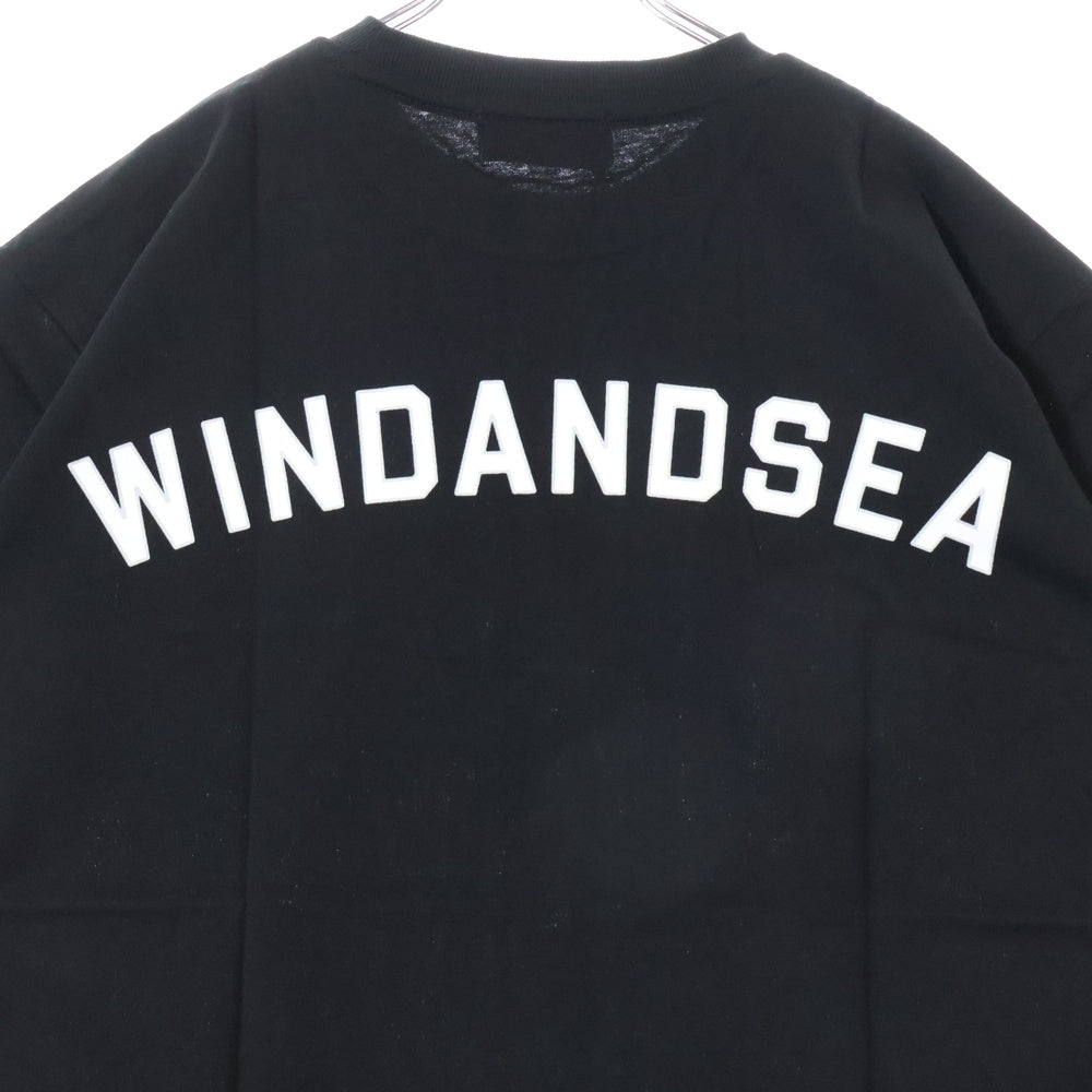 WIND AND SEA(ウィンダンシー) ×MLB SAN DIEGO PADRES PADRES LOGO TEE サンディエゴ パドレス パドレス フロントロゴ クルーネック半袖Tシャツ ブラック WDS-C-MLBP-23-AP-Q2-08