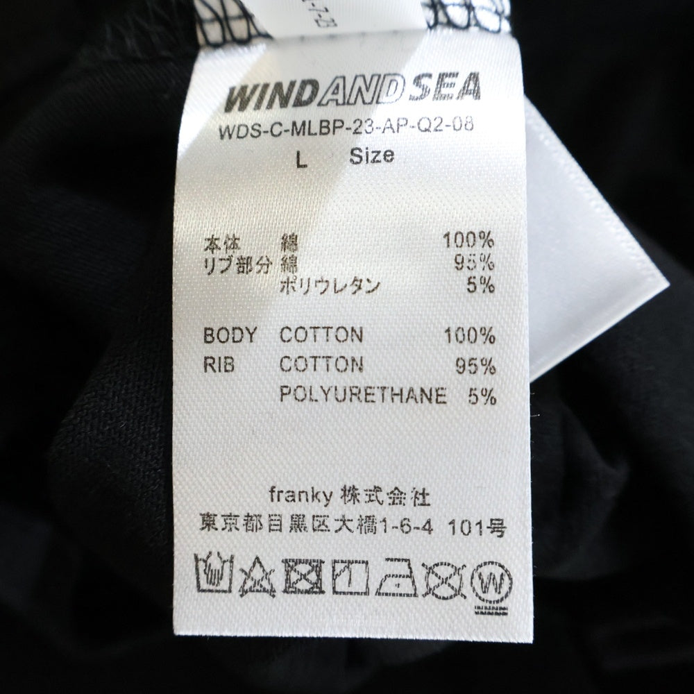 WIND AND SEA(ウィンダンシー) ×MLB SAN DIEGO PADRES PADRES LOGO TEE サンディエゴ パドレス パドレス フロントロゴ クルーネック半袖Tシャツ ブラック WDS-C-MLBP-23-AP-Q2-08