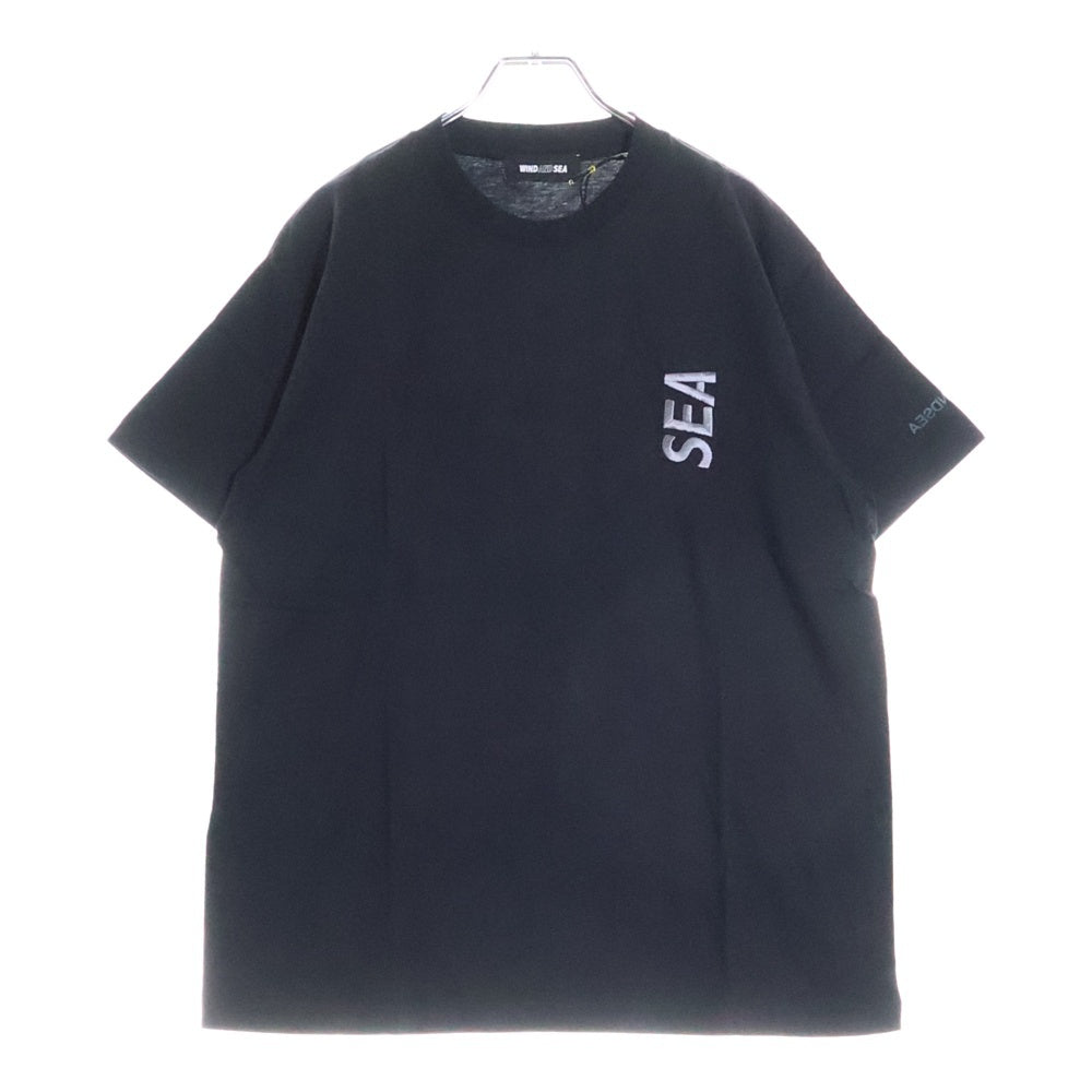 WIND AND SEA(ウィンダンシー) ×ケースティファイ シーバーティカル ロゴエンブロイダリー クルーネック半袖Tシャツ カットソー ブラック WDS-CSTF-21-01-11