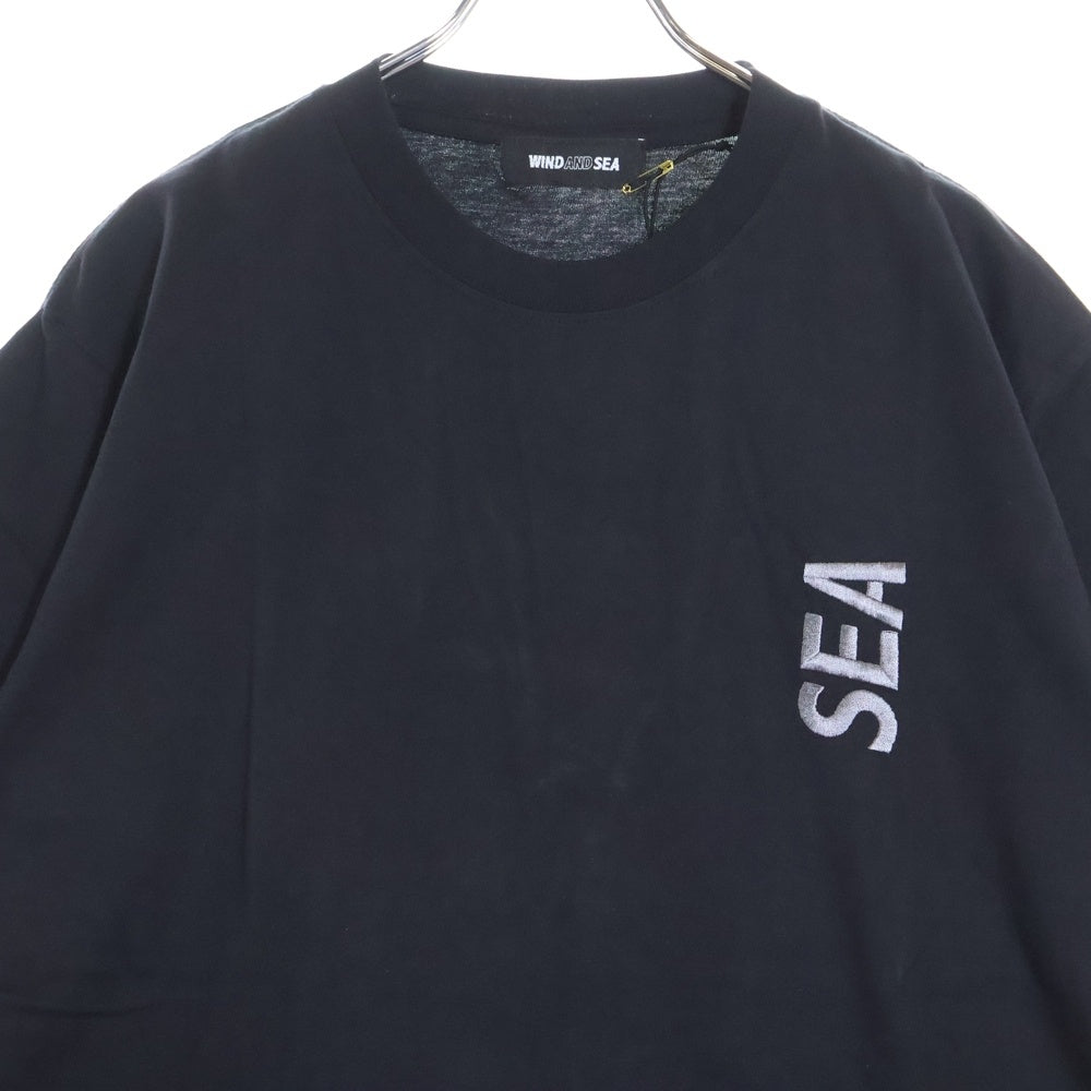 WIND AND SEA(ウィンダンシー) ×ケースティファイ シーバーティカル ロゴエンブロイダリー クルーネック半袖Tシャツ カットソー ブラック WDS-CSTF-21-01-11