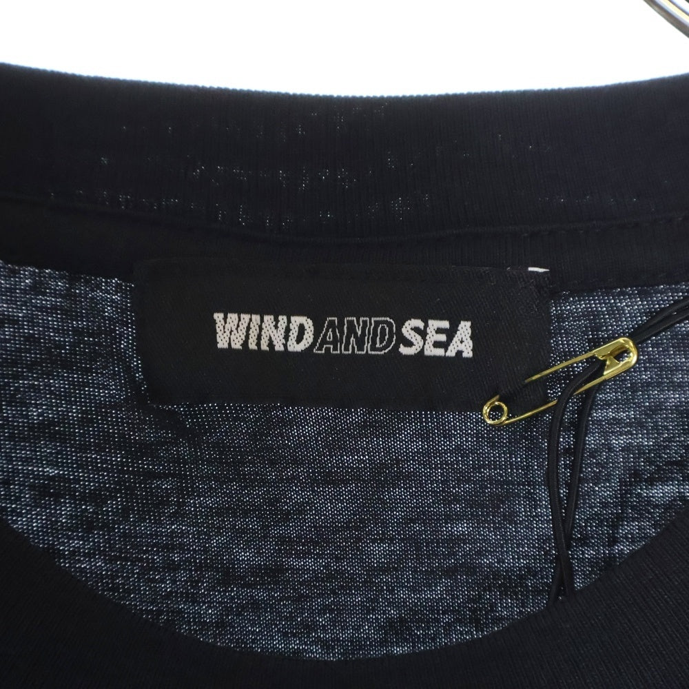 WIND AND SEA(ウィンダンシー) ×ケースティファイ シーバーティカル ロゴエンブロイダリー クルーネック半袖Tシャツ カットソー ブラック WDS-CSTF-21-01-11