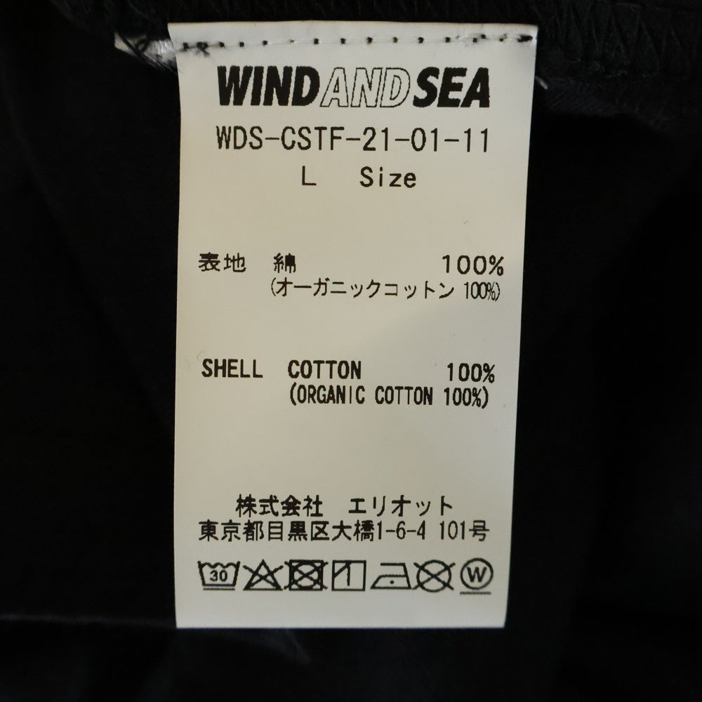 WIND AND SEA(ウィンダンシー) ×ケースティファイ シーバーティカル ロゴエンブロイダリー クルーネック半袖Tシャツ カットソー ブラック WDS-CSTF-21-01-11