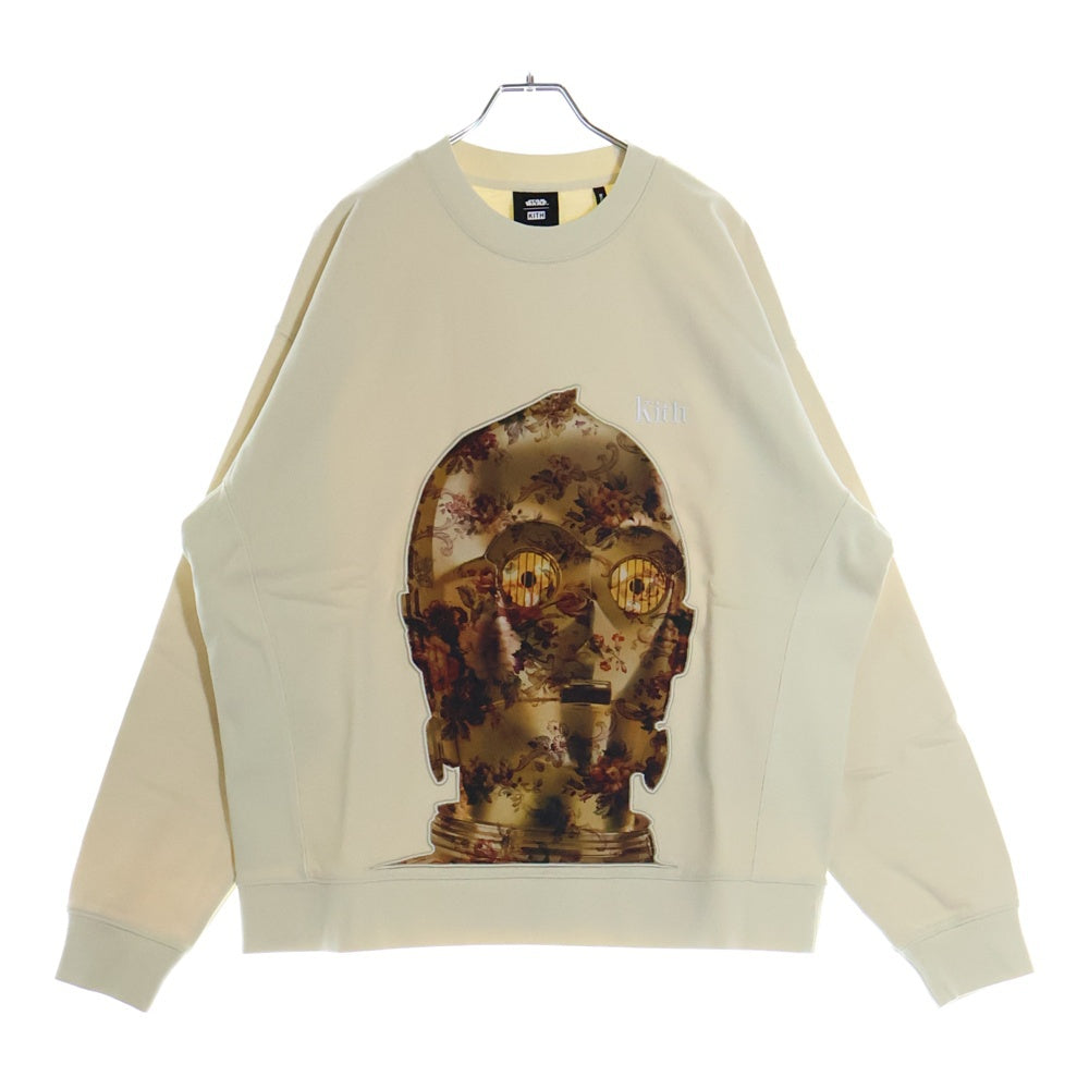 KITH(キス) ×STAR WARS C-3PO CREWNECK スターウォーズ シースリーピーオー フロント刺繍 クルーネック スウェットトレーナー ベージュ KHM030219-102