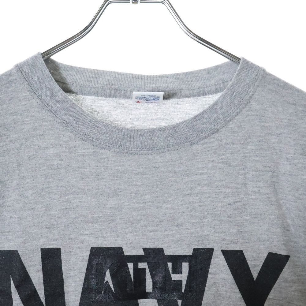 KITH(キス) NAVY ロゴプリント クルーネック半袖Tシャツ カットソー グレー 21-071-060-0045-1-0