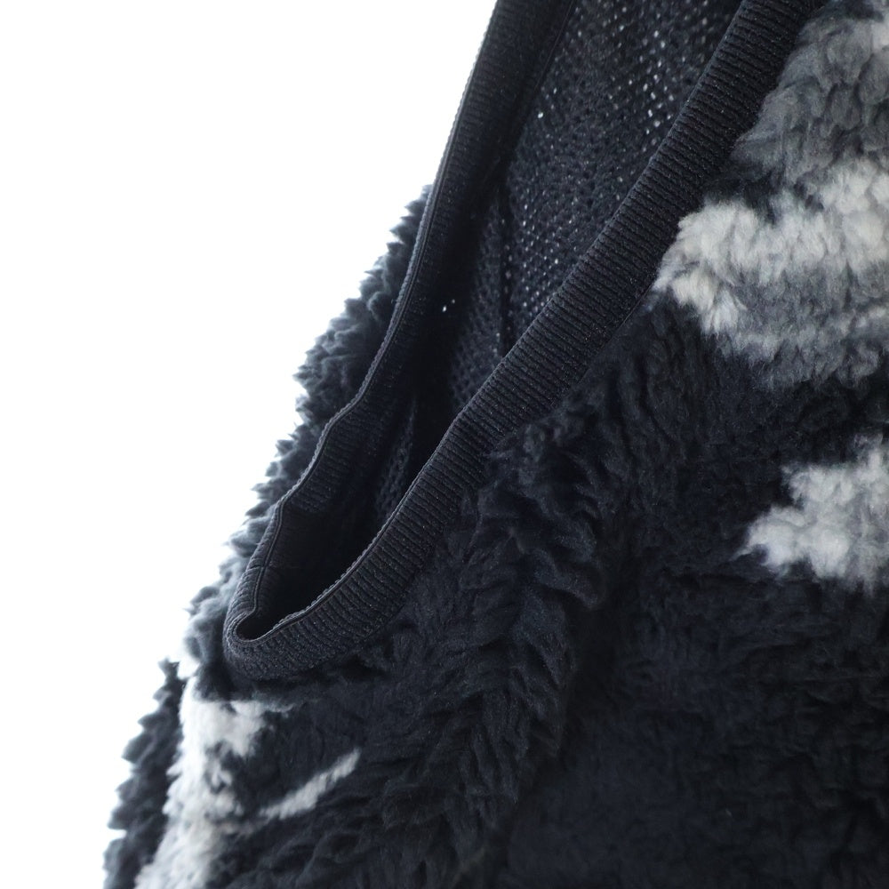 WIND AND SEA(ウィンダンシー) WDS PALM TREE PATTERN FLEECE VEST パームツリーパターン フロントロゴ刺繍 総柄 フリースベスト ブラック/ホワイト WDS-O-PMT-23-Q2-JK-03