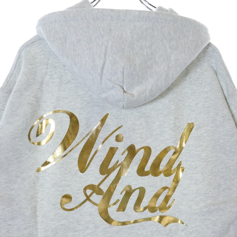 WIND AND SEA(ウィンダンシー) SEA HOODED SWEATSHIRT KNIT LIMITED ロゴプリント プルオーバーパーカー フーディ グレー/ゴールド WDS-O-KNZ-25-Q1-CS-02