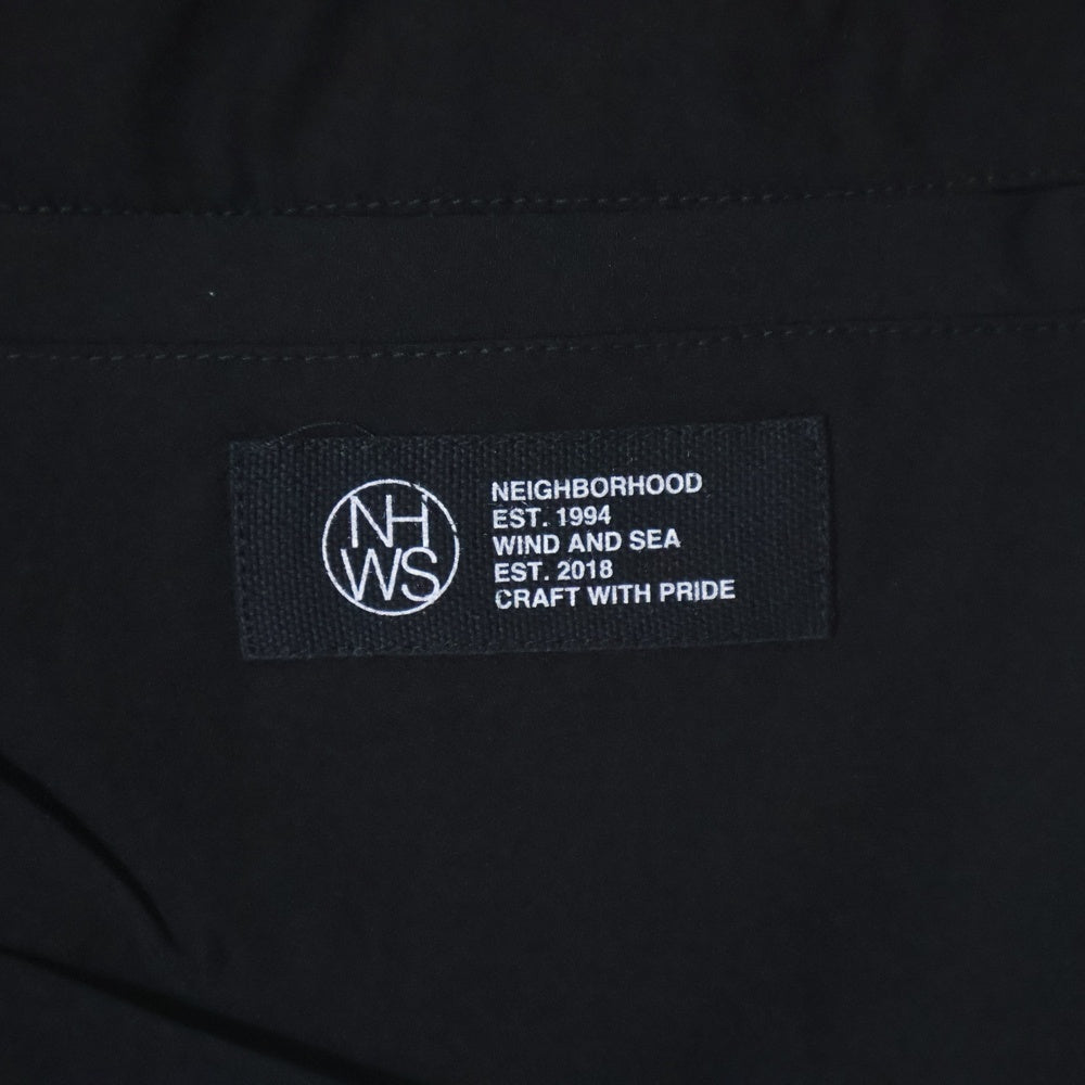 WIND AND SEA(ウィンダンシー) ×NEIGHBORHOOD NHWDS NYLON SHORTS ネイバーフッド サイドロゴ ショート ハーフパンツ ショーツ ブラック 221FRWSN-PTM01S