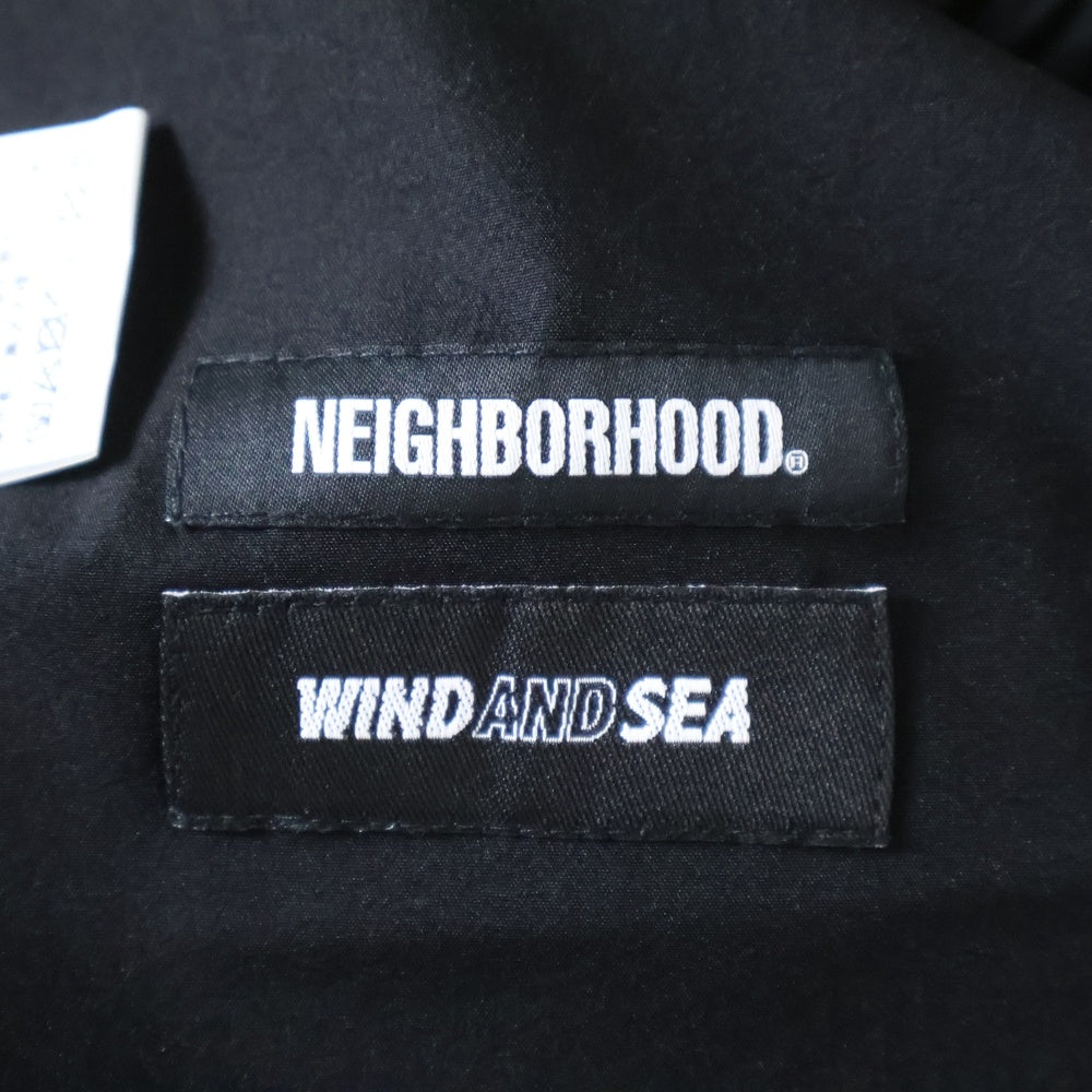 WIND AND SEA(ウィンダンシー) ×NEIGHBORHOOD NHWDS NYLON SHORTS ネイバーフッド サイドロゴ ショート ハーフパンツ ショーツ ブラック 221FRWSN-PTM01S