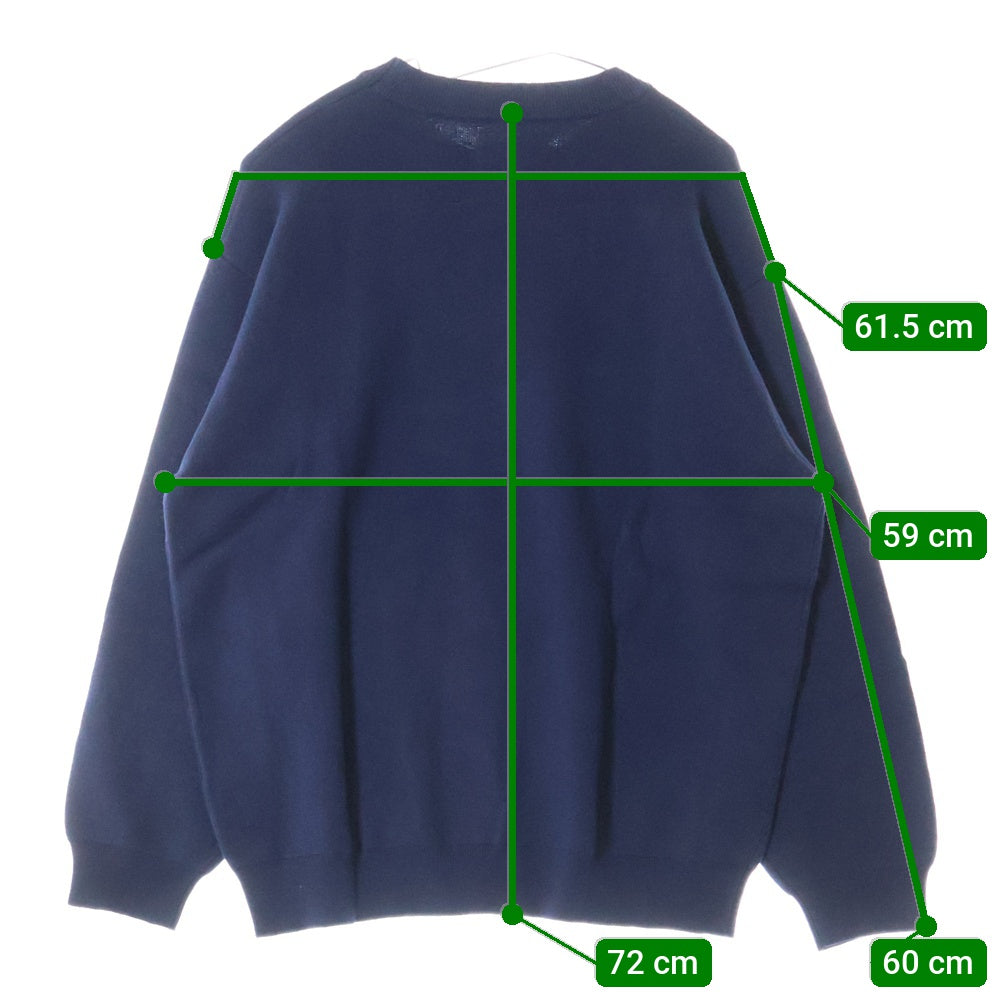 WIND AND SEA(ウィンダンシー) COTTON CASHMERE KNIT ロゴエンブロイダリー カシミヤ混 コットンニットセーター ネイビー WDS-O-ESSC-24-Q2-KN-01