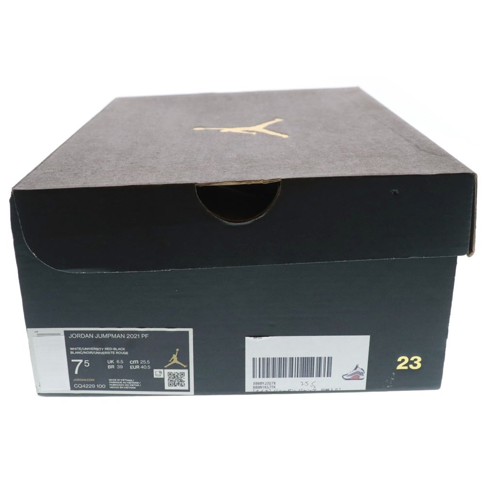 NIKE(ナイキ) JORDAN JUMPMAN 2021 PF ジョーダン ジャンプマン ハイカットスニーカー ホワイト/レッド US7.5/25.5cm CQ4229-100