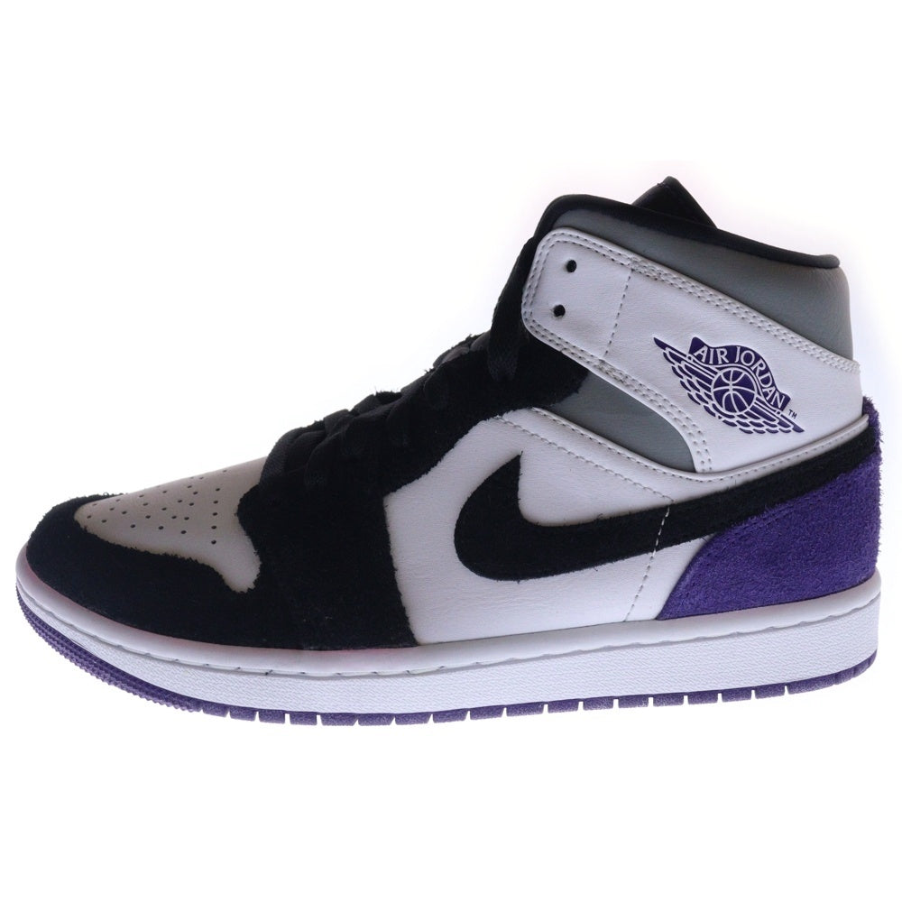 NIKE(ナイキ) AIR JORDAN 1 MID エアジョーダン1 ミッドカットスニーカー ブラック/パープル US7.5/25.5cm 852542-105