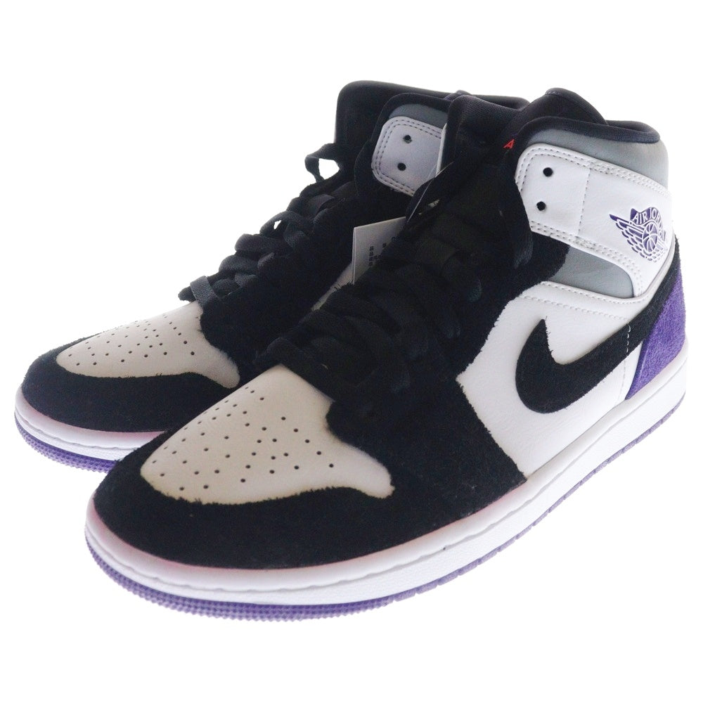 NIKE(ナイキ) AIR JORDAN 1 MID エアジョーダン1 ミッドカットスニーカー ブラック/パープル US7.5/25.5cm 852542-105