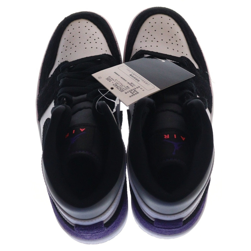 NIKE(ナイキ) AIR JORDAN 1 MID エアジョーダン1 ミッドカットスニーカー ブラック/パープル US7.5/25.5cm 852542-105