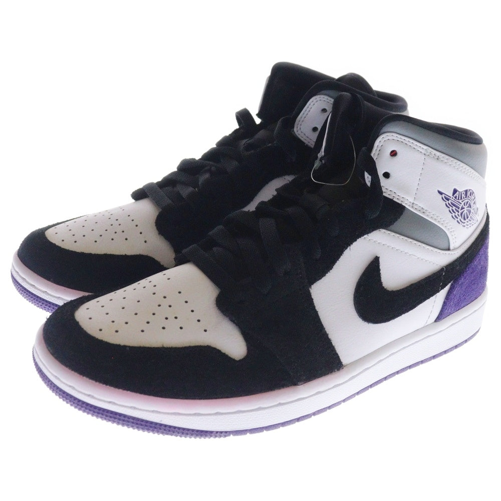 NIKE(ナイキ) AIR JORDAN 1 MID エアジョーダン1 ミッドカットスニーカー ブラック/パープル US7.5/25.5cm 852542-105