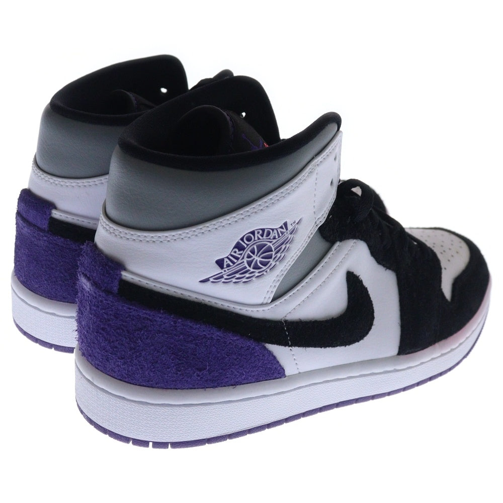 NIKE(ナイキ) AIR JORDAN 1 MID エアジョーダン1 ミッドカットスニーカー ブラック/パープル US7.5/25.5cm 852542-105