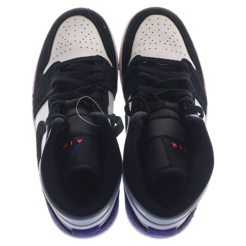 NIKE(ナイキ) AIR JORDAN 1 MID エアジョーダン1 ミッドカットスニーカー ブラック/パープル US7.5/25.5cm 852542-105
