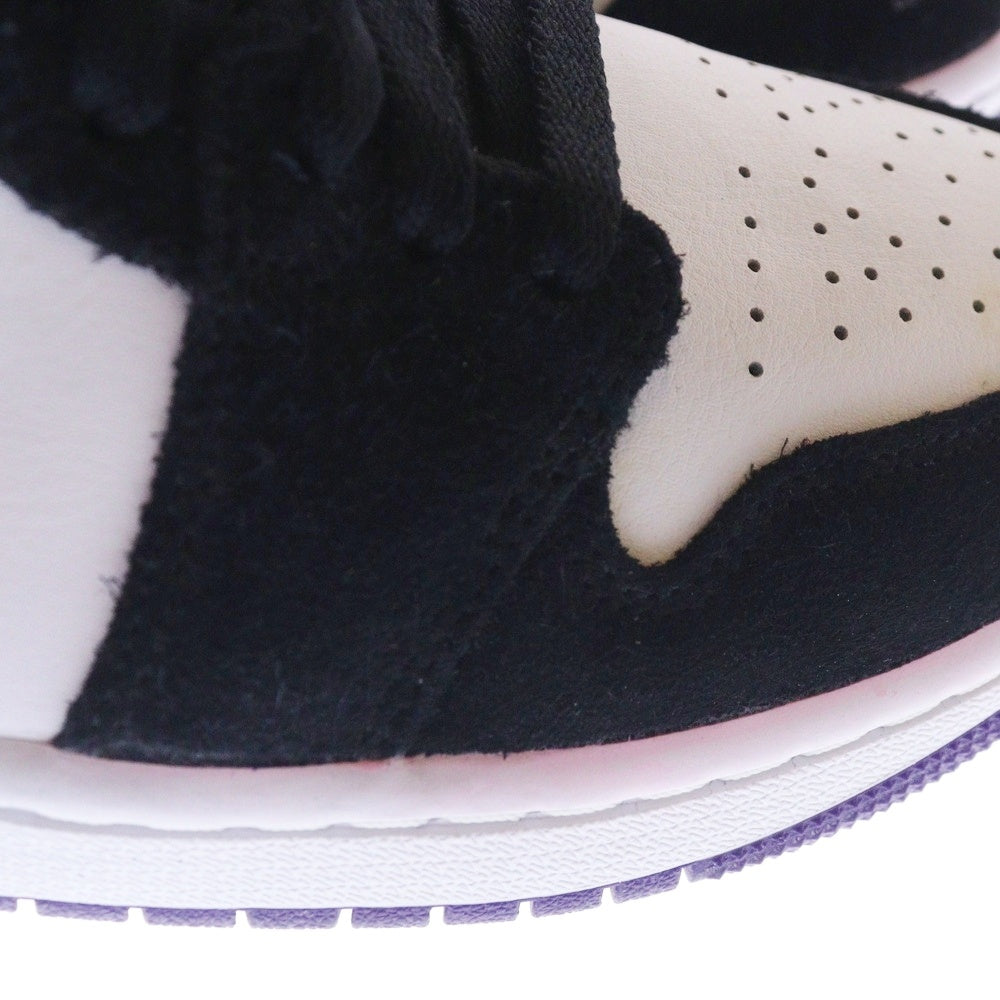NIKE(ナイキ) AIR JORDAN 1 MID エアジョーダン1 ミッドカットスニーカー ブラック/パープル US7.5/25.5cm 852542-105