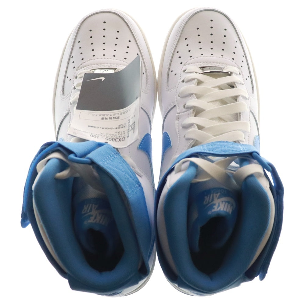 NIKE(ナイキ) WMNS AIR FORCE 1 HIGH OG QS WHITE UNIVERSITY BLUE ウィメンズ エアフォース1 ハイカットスニーカー ホワイト/ブルー US9/26cm DX3805-100