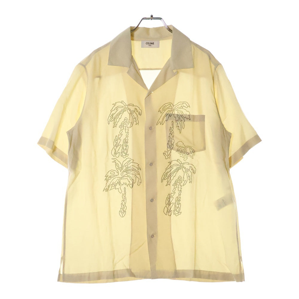 CELINE(セリーヌ) 23SS Embroidered Hawaiian Shirt in Viscose レーヨン エンブロイダリー ハワイアン 半袖シャツ ベージュ 2C947852C