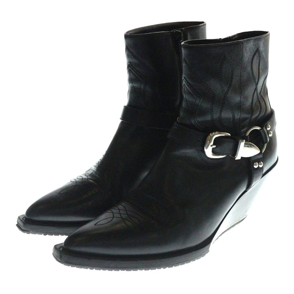 CELINE(セリーヌ) MOON ムーン ハーネス サイドジップ ベルト付き チェルシー レザーブーツ ブラック BE 0252