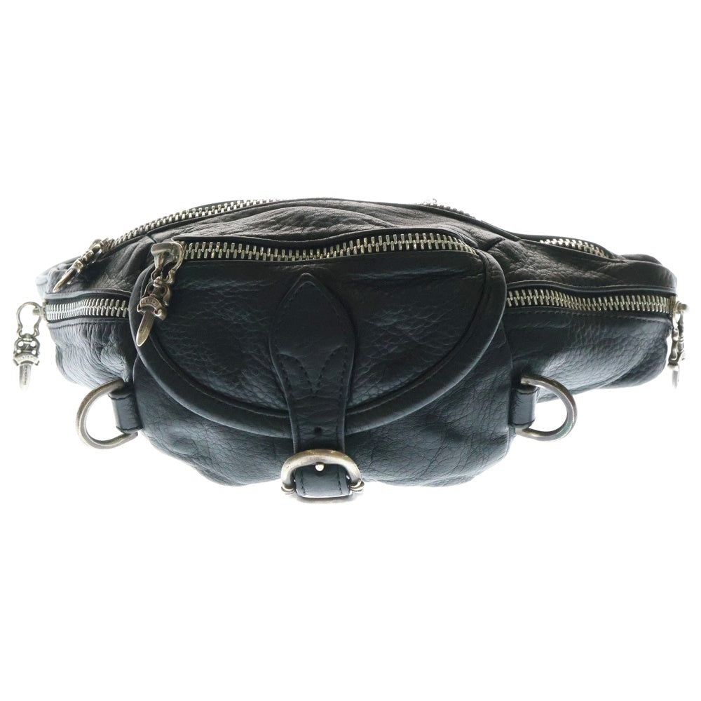 CHROME HEARTS(クロムハーツ) SNAT PACK mini スナットパックミニ ダガージップ ガンスリンガーベルト レザー ウエストバッグ ブラック/シルバー