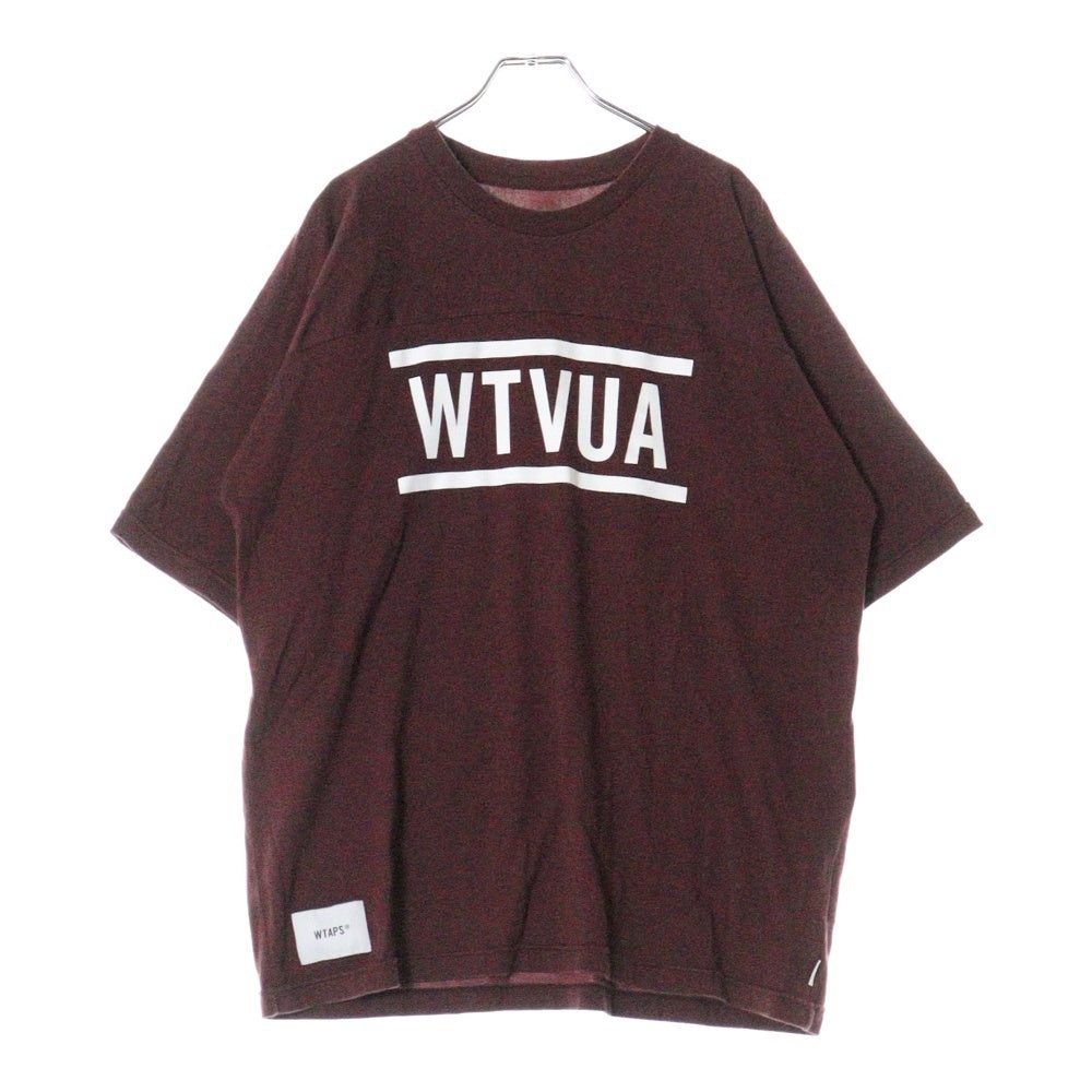 WTAPS(ダブルタップス) 23AW ロゴプリント クルーネック 半袖Tシャツカットソー ボルドー 232ATDT-CSM09