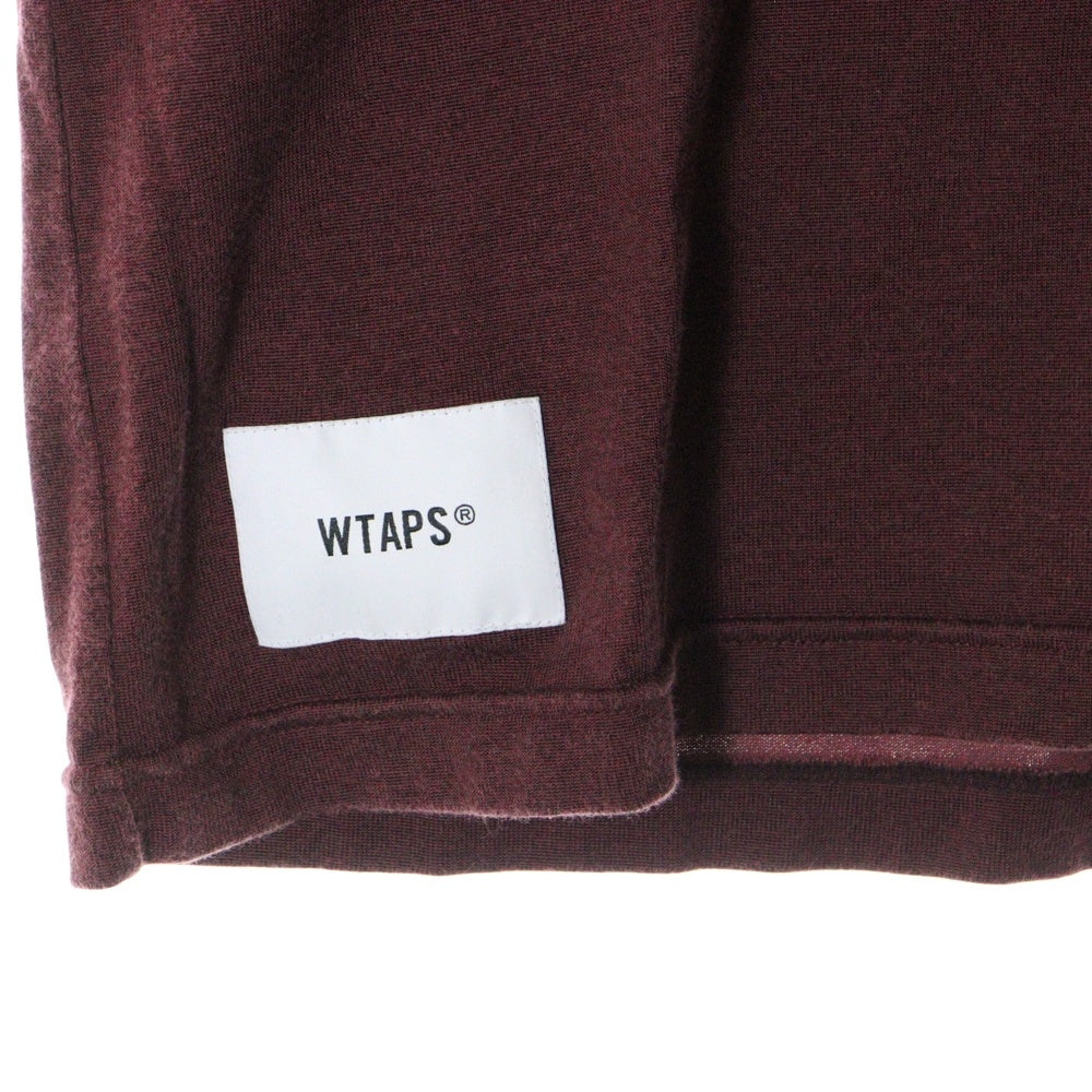 WTAPS(ダブルタップス) 23AW ロゴプリント クルーネック 半袖Tシャツカットソー ボルドー 232ATDT-CSM09