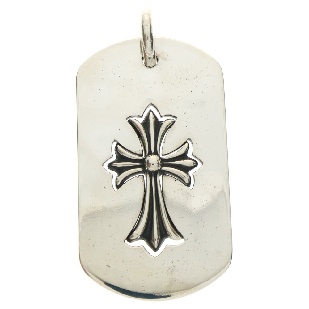 CHROME HEARTS(クロムハーツ) D TAG LRG TNY CRS カットアウトタイニーCHクロス ラージドッグタグ ネックレストップ シルバー